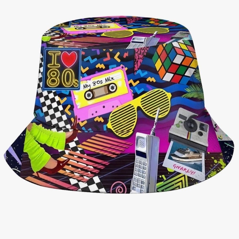 3 Retro Hats. 80s 70s style. Unisex Colorful Bucket Hats. Unisex, colorful, NEW!